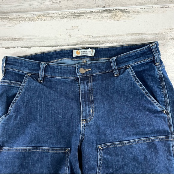 Carhartt Women’s Double Front Work Jeans Size 14. 34X31 Straight Leg - Picture 2 of 11